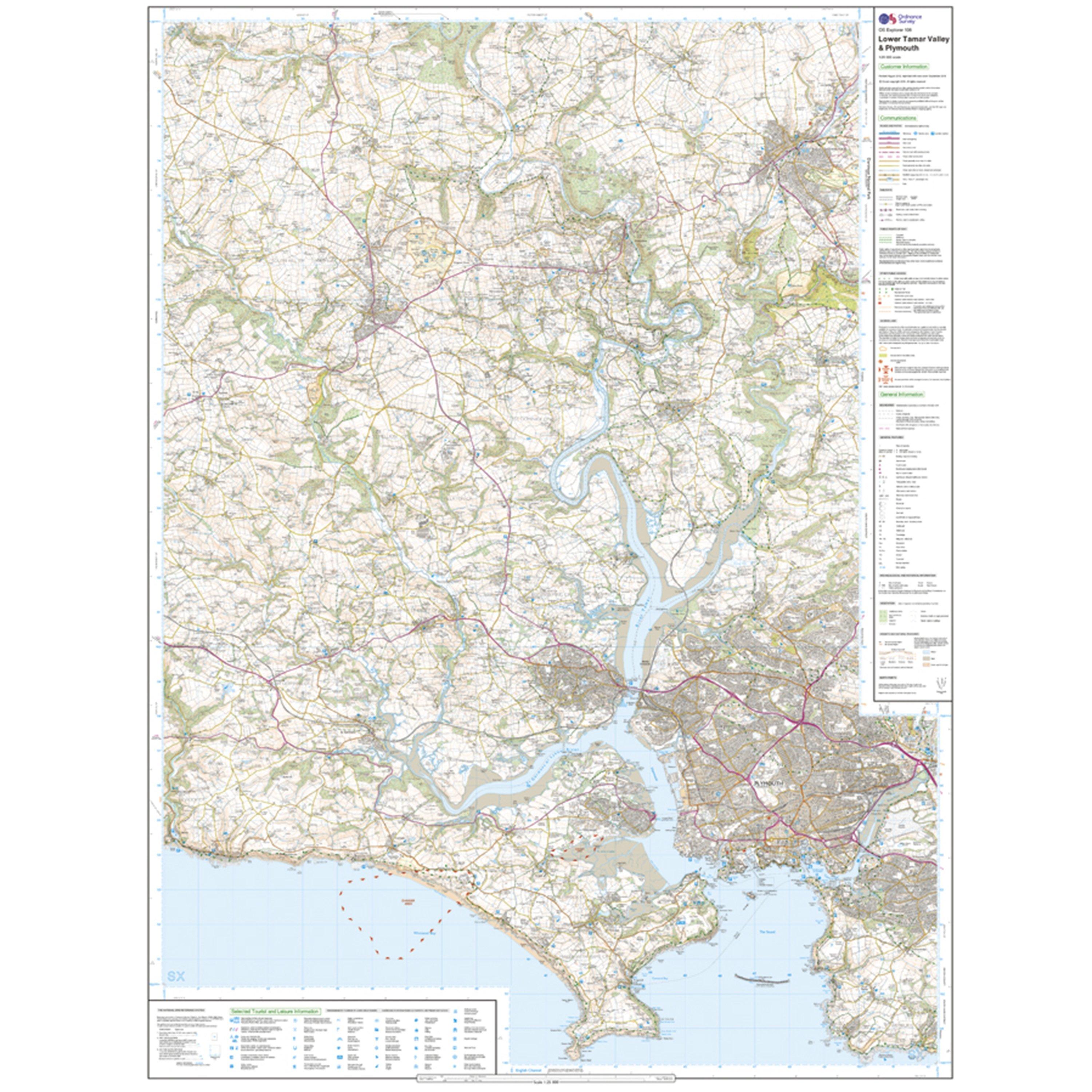 Explorer 108 Lower Tamar Valley & Plymouth Map With Digital Version