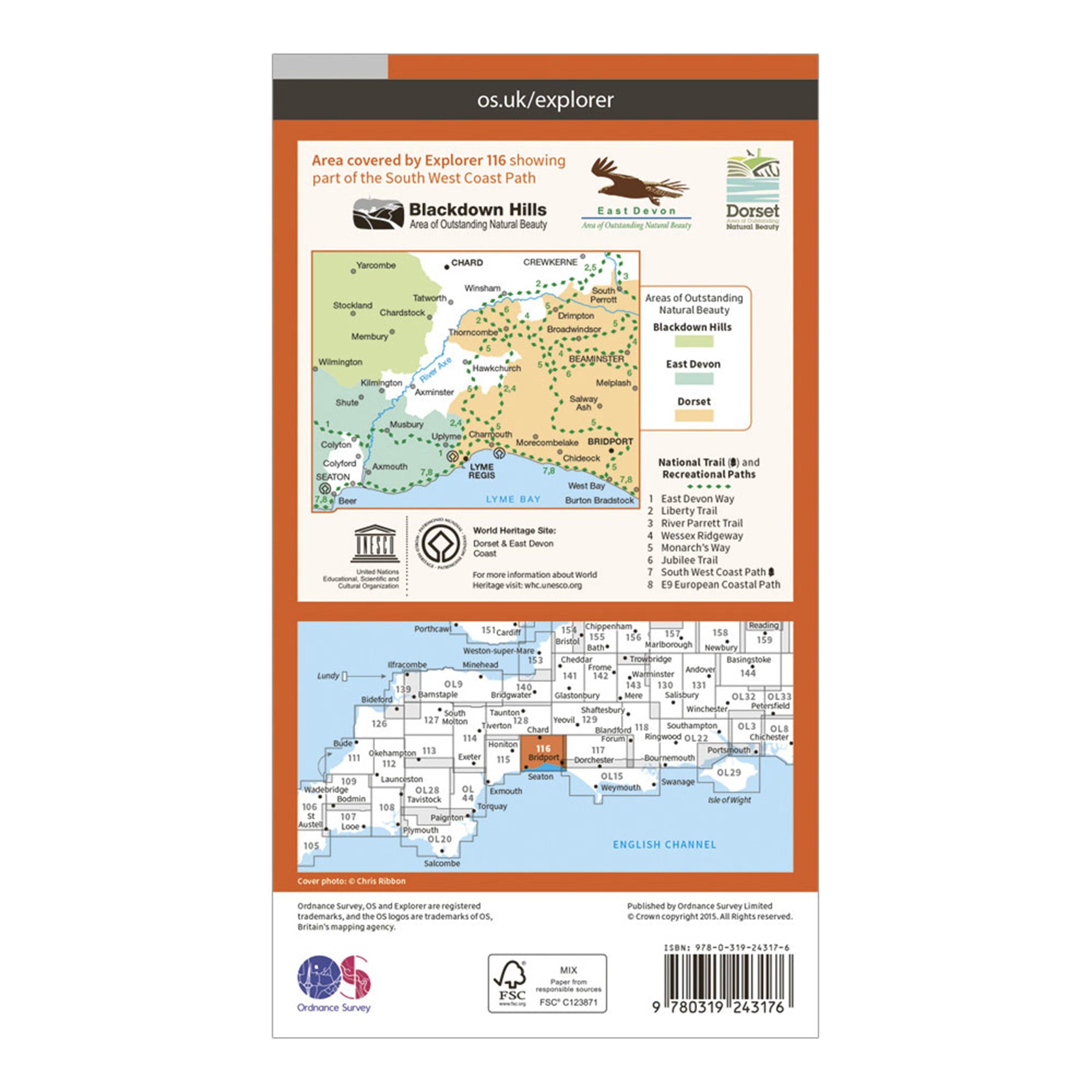 Explorer 116 Lyme Regis & Bridport Map With Digital Version