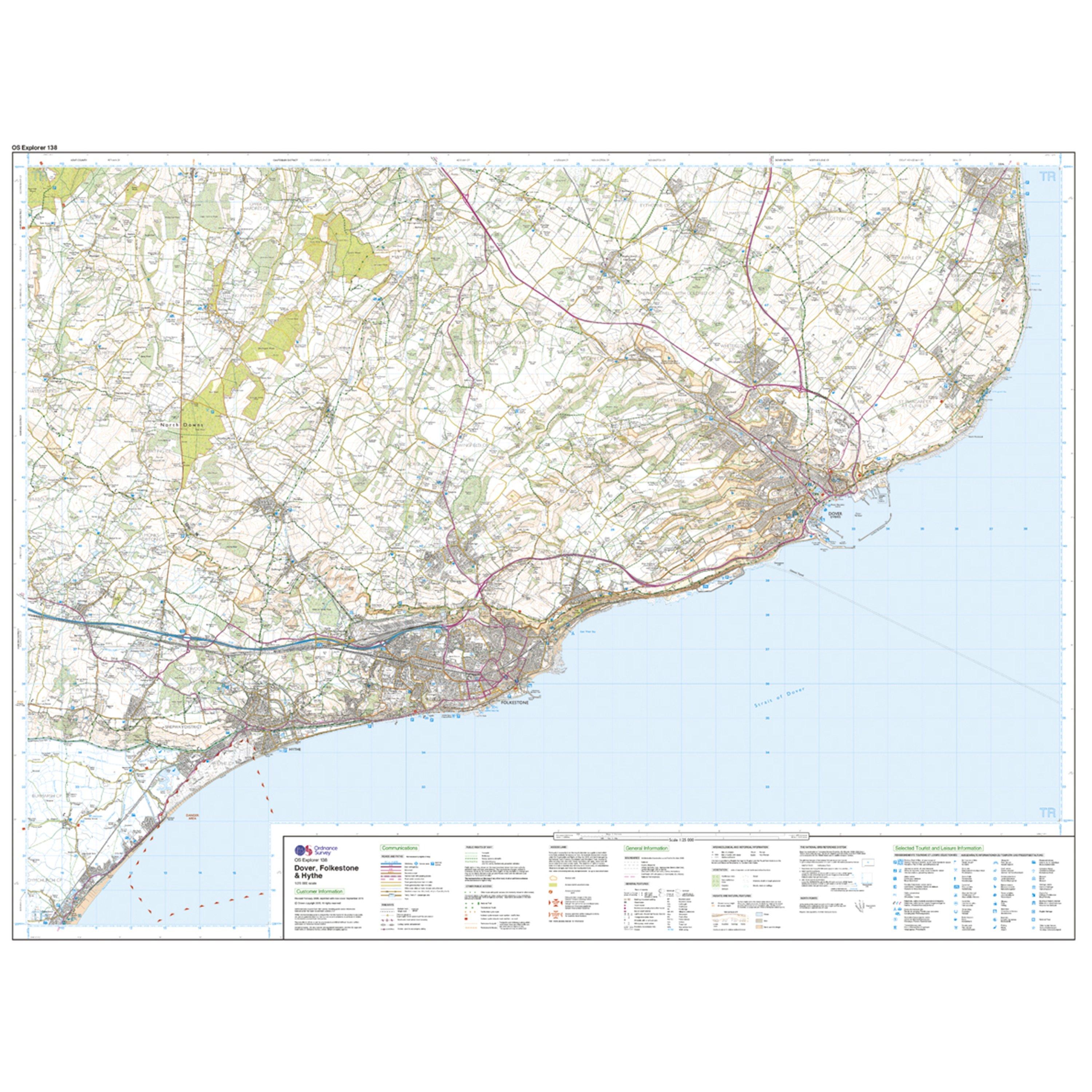 Explorer 138 Dover, Folkestone & Hythe Map With Digital Version