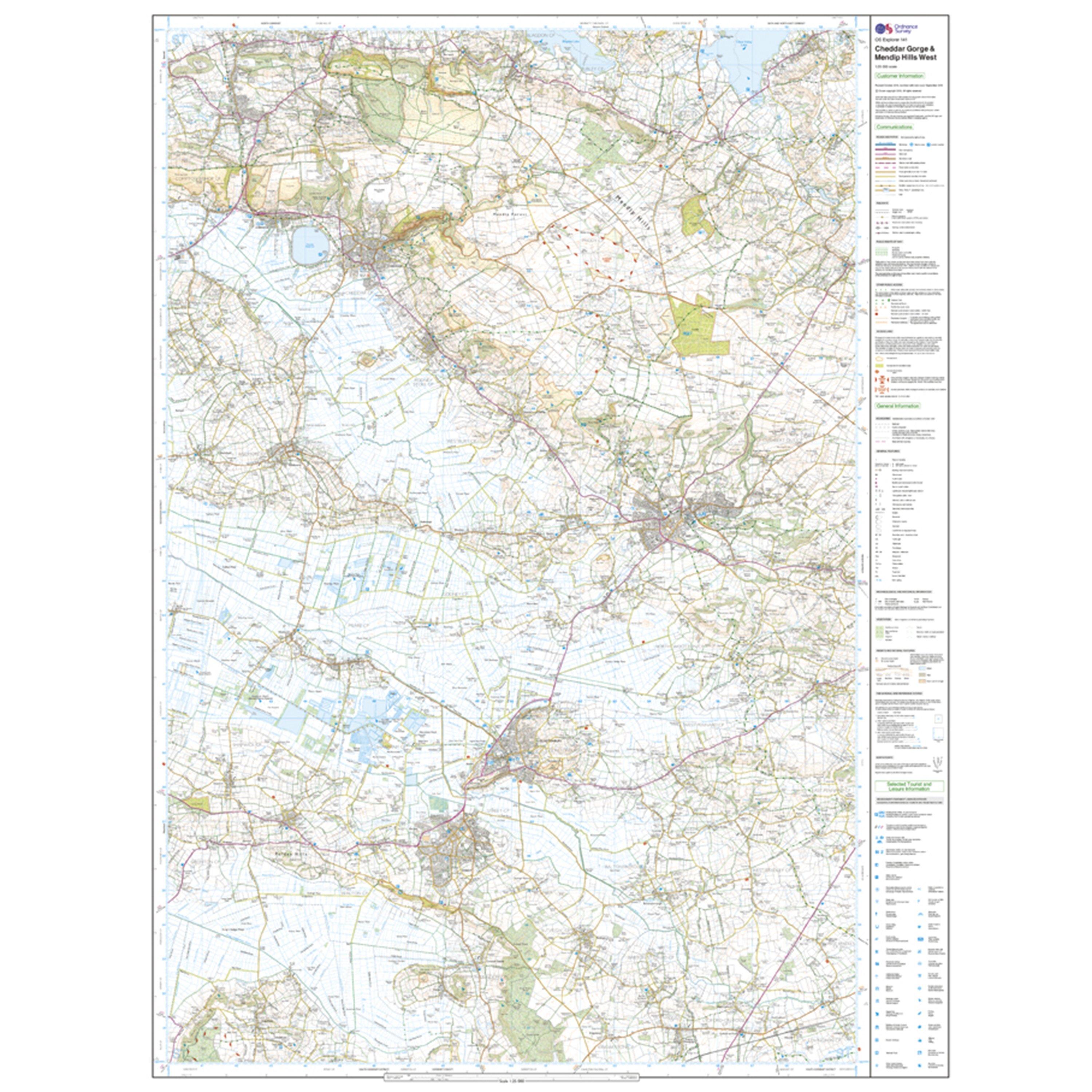 Explorer 141 Cheddar Gorge & Mendip Hills West Map With Digital Version