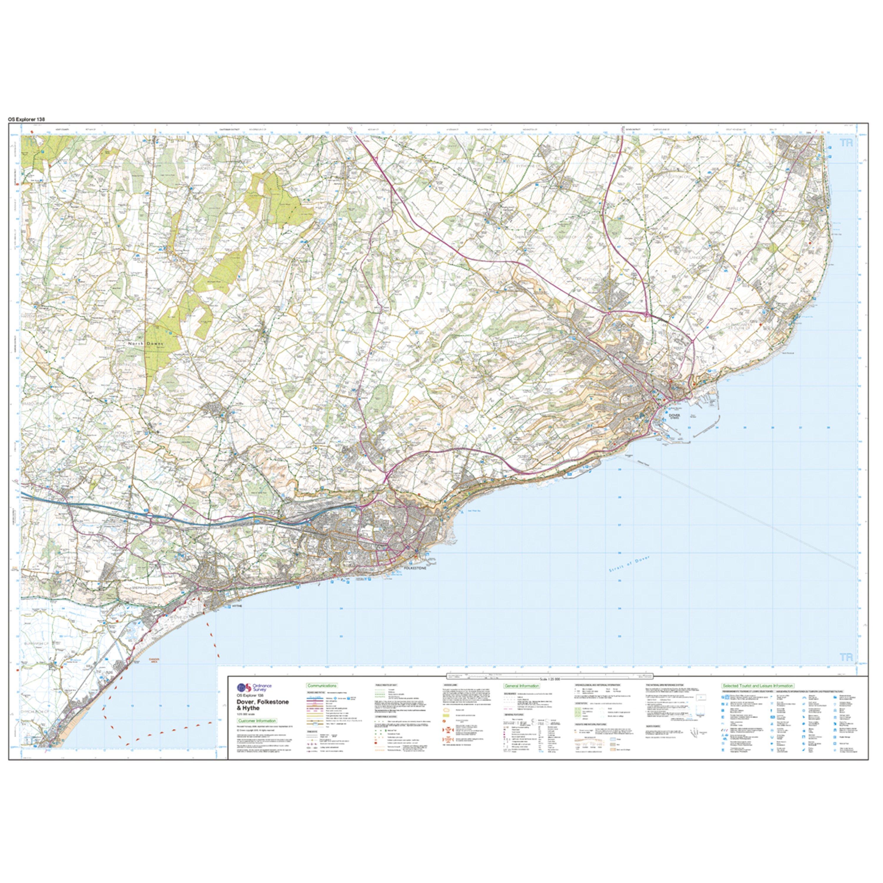 Explorer Active 138 Dover, Folkstore & Hythe Map With Digital Version