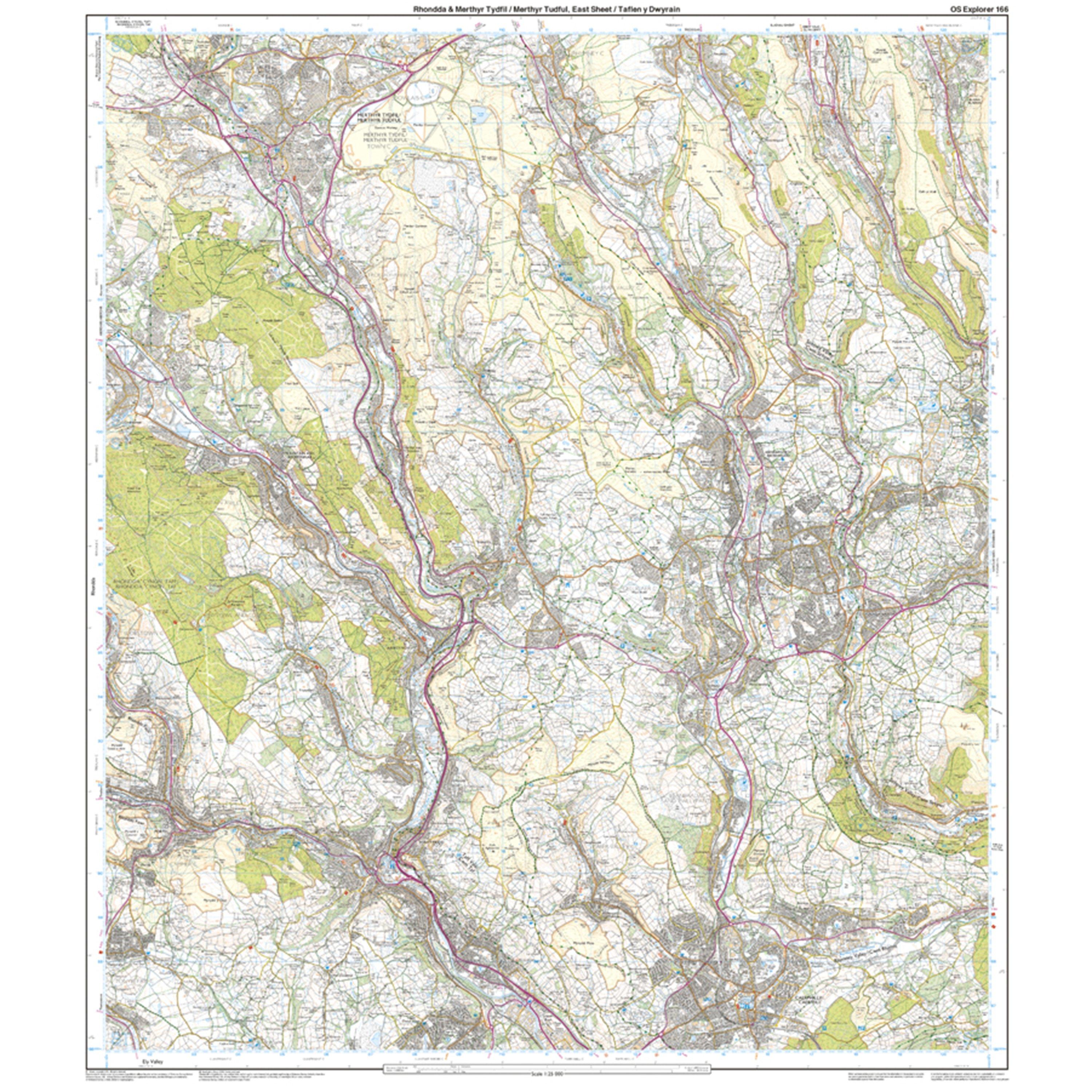 Explorer 166 Rhondda & Merthyr Tydfil Map With Digital Version