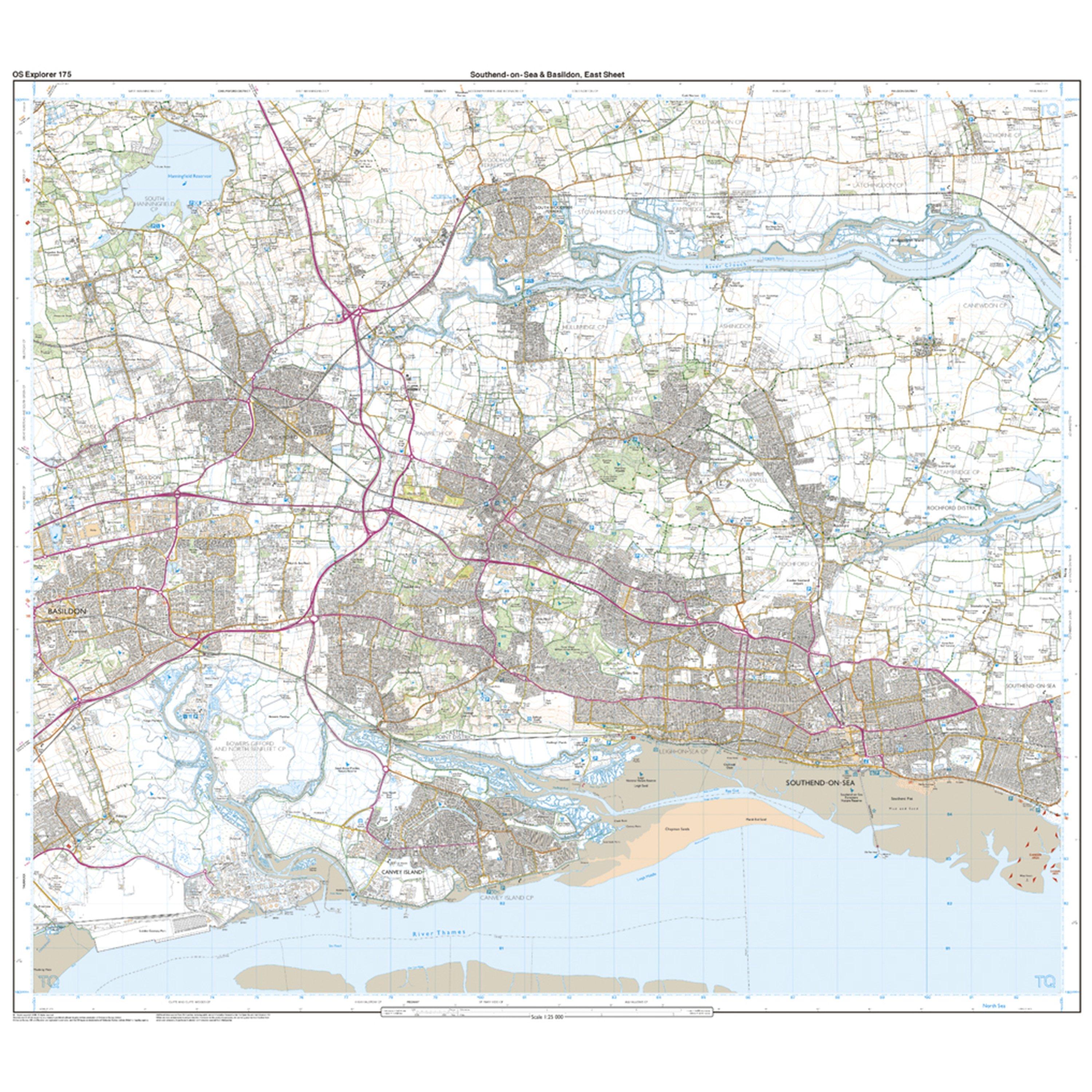 Explorer 175 Southend-on-Sea & Basildon Map With Digital Version