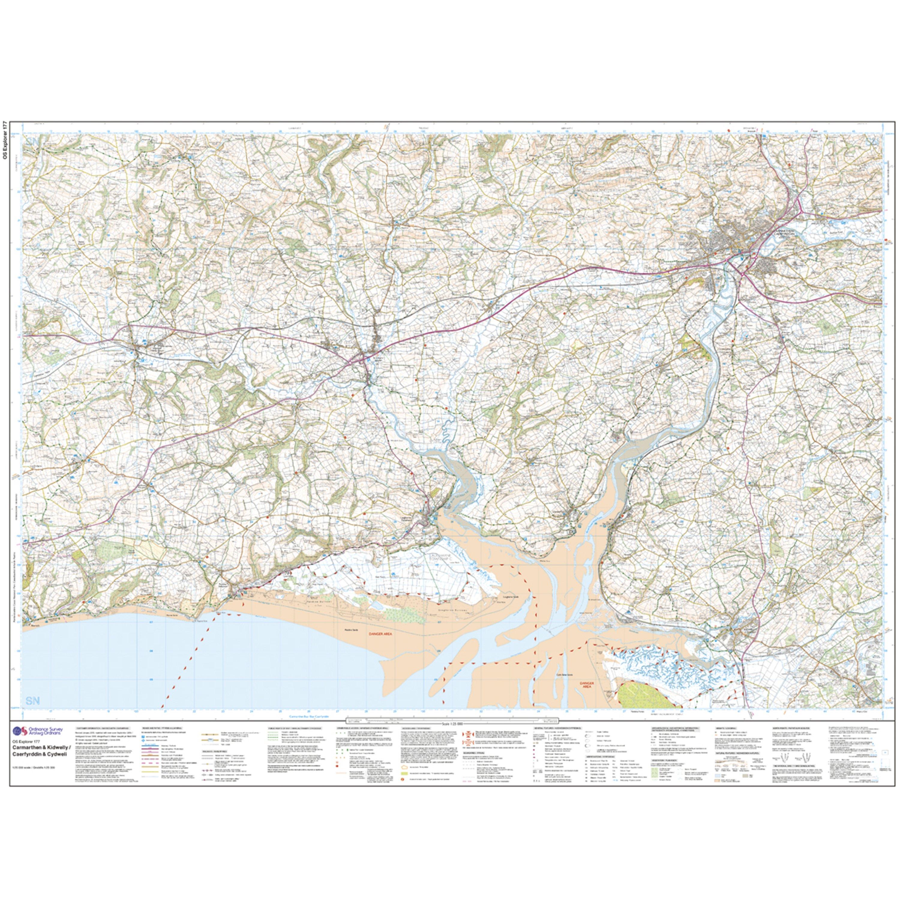 Explorer 177 Carmarthen & Kidwelly Map With Digital Version