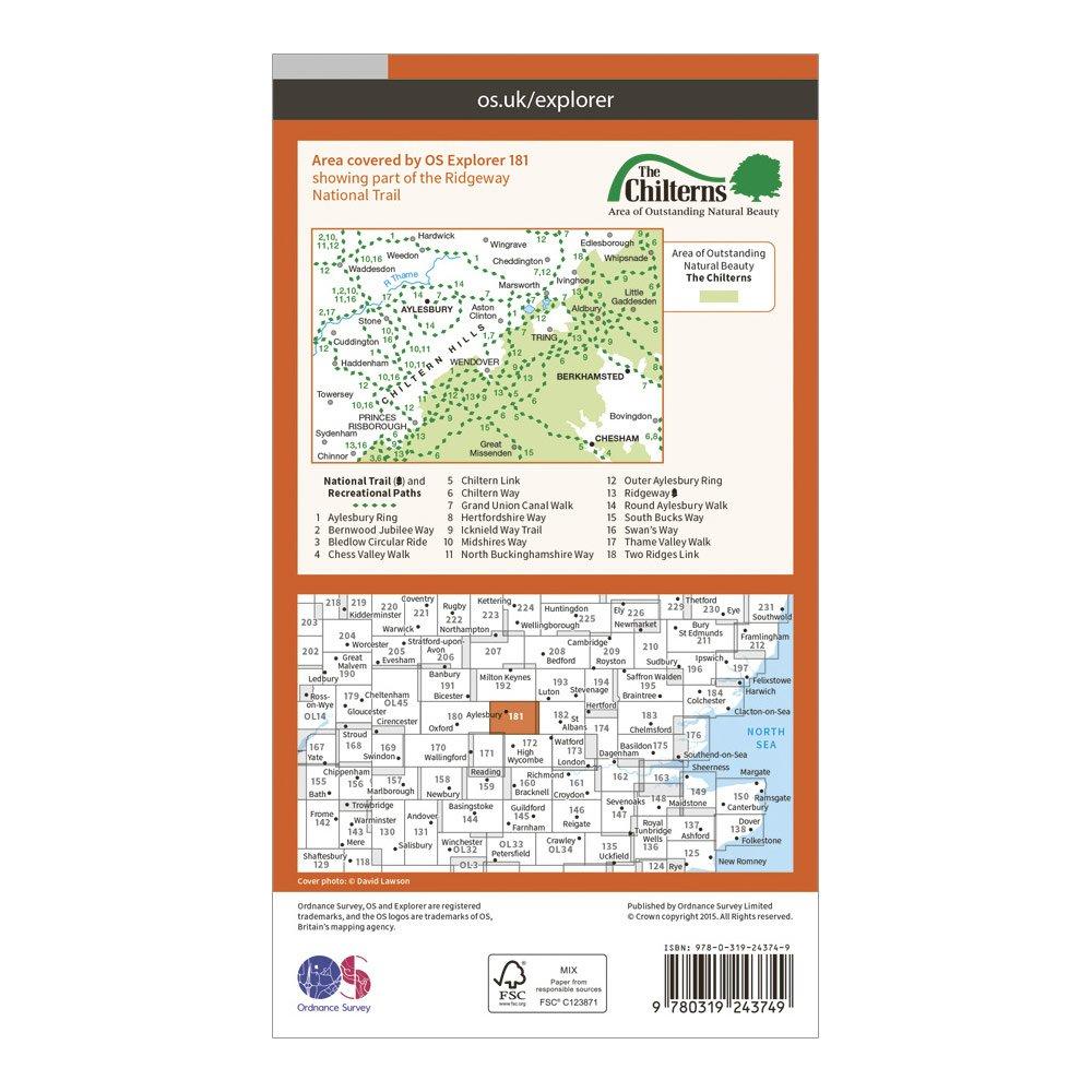 Explorer 181 Chiltern Hills North Map With Digital Version