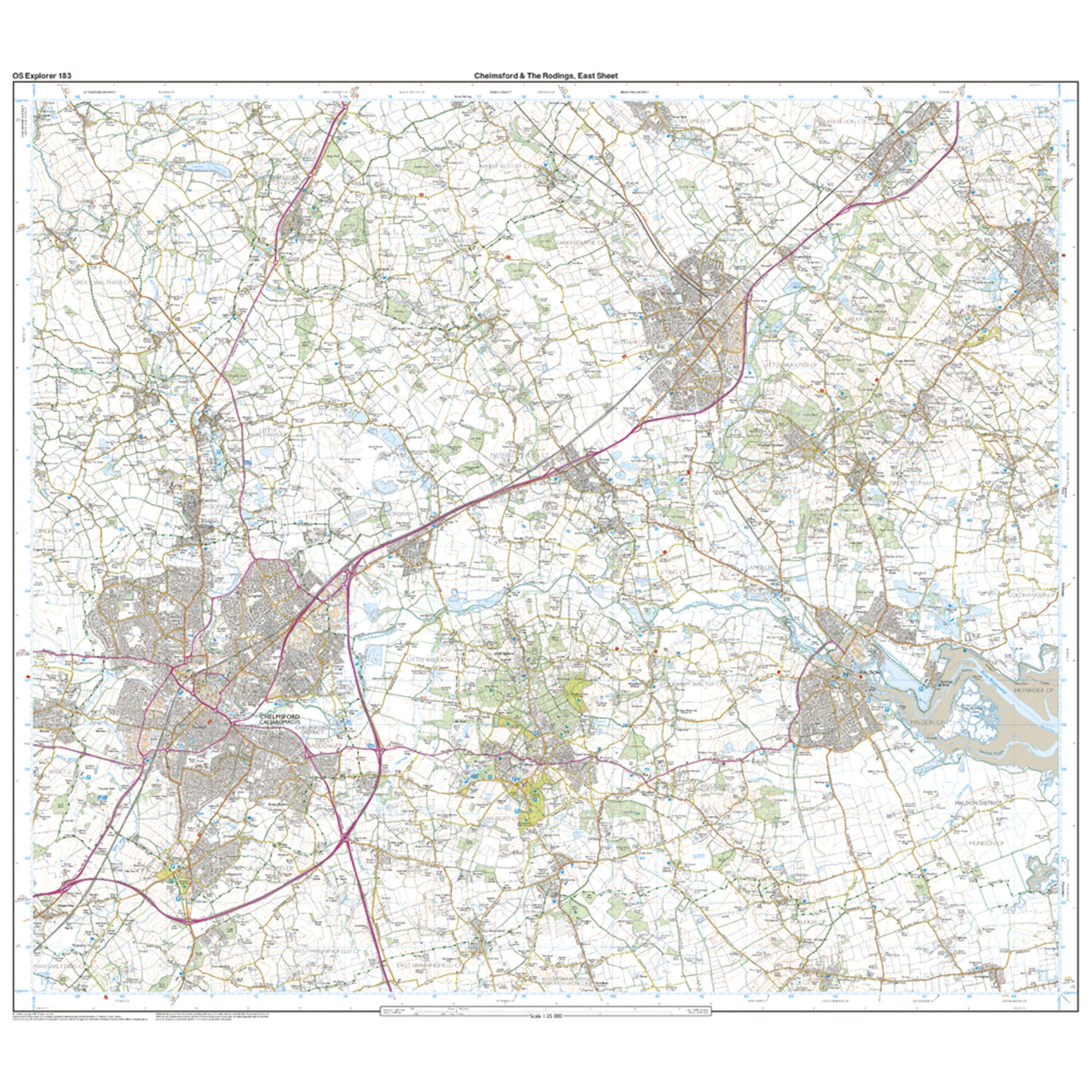 Explorer 183 Chelmsford & The Rodings Map With Digital Version