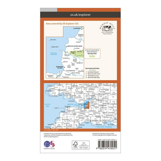 Explorer Active 153 Weston-Super-Mare & Bleadon Hill Map With Digital Version