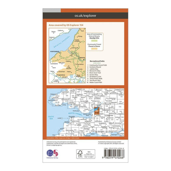 Explorer Active 154 Bristol West & Portishead Map With Digital Version