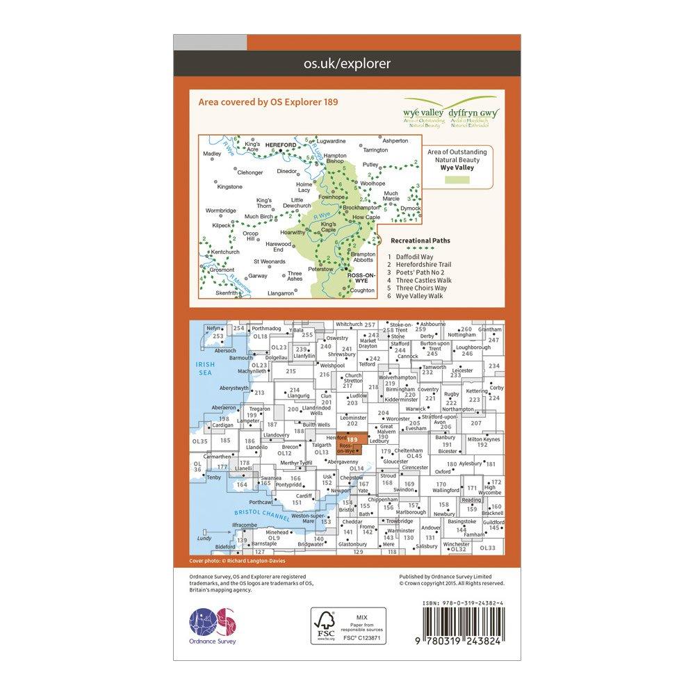 Explorer 189 Hereford & Ross-on-Wye Map With Digital Version