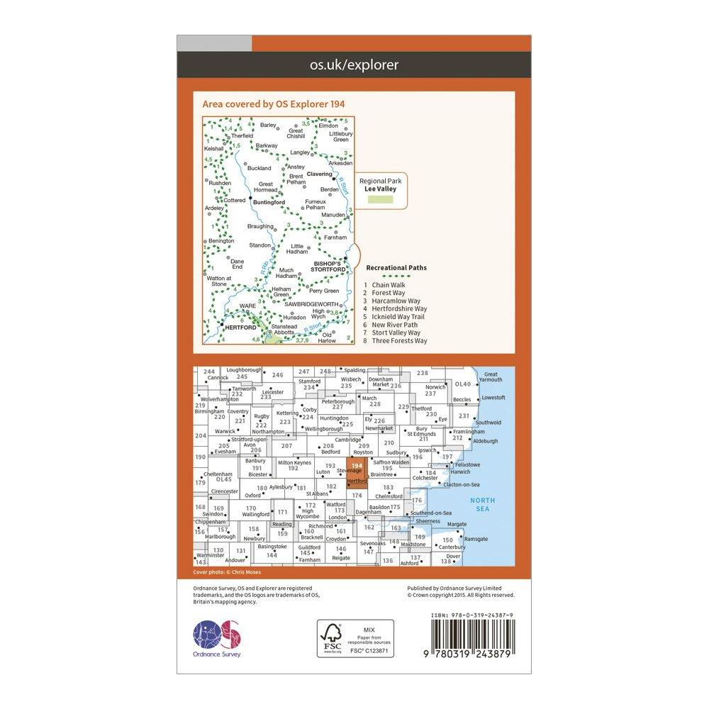 Explorer 194 Hertford & Bishop’s Stortford Map With Digital Version