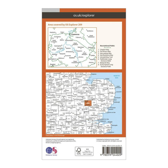 Explorer 209 Cambridge, Royston, Duxford & Linton Map With Digital Version