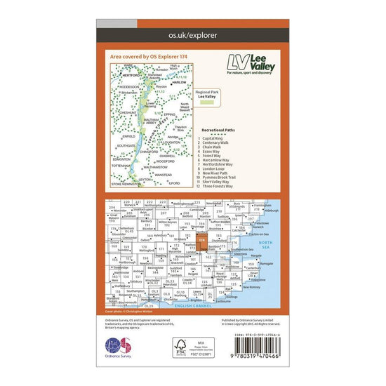 Explorer Active 174 Epping Forest & Lee Valley Map With Digital Version