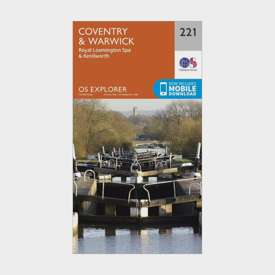 Explorer 221 Coventry, Warwick, Royal Leamington Spa & Kenilworth Map With Digital Version