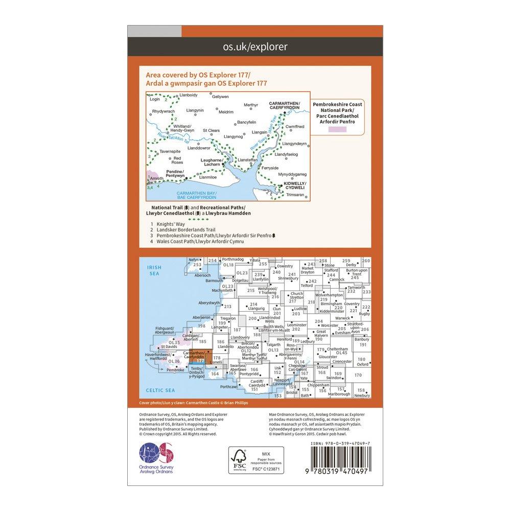 Explorer Active 177 Carmarthen & Kidwelly Map With Digital Version