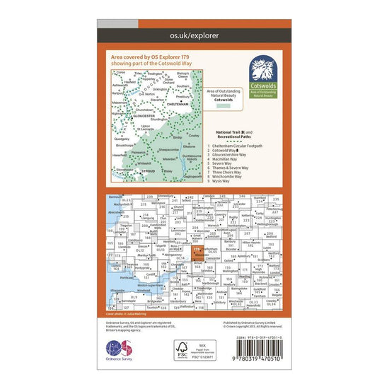 Explorer Active 179 Gloucester, Cheltenham & Stroud Map With Digital Version