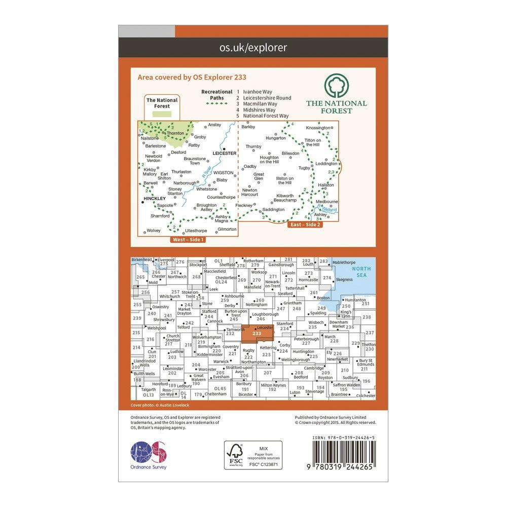 Explorer 233 Leicester & Hinckley Map With Digital Version