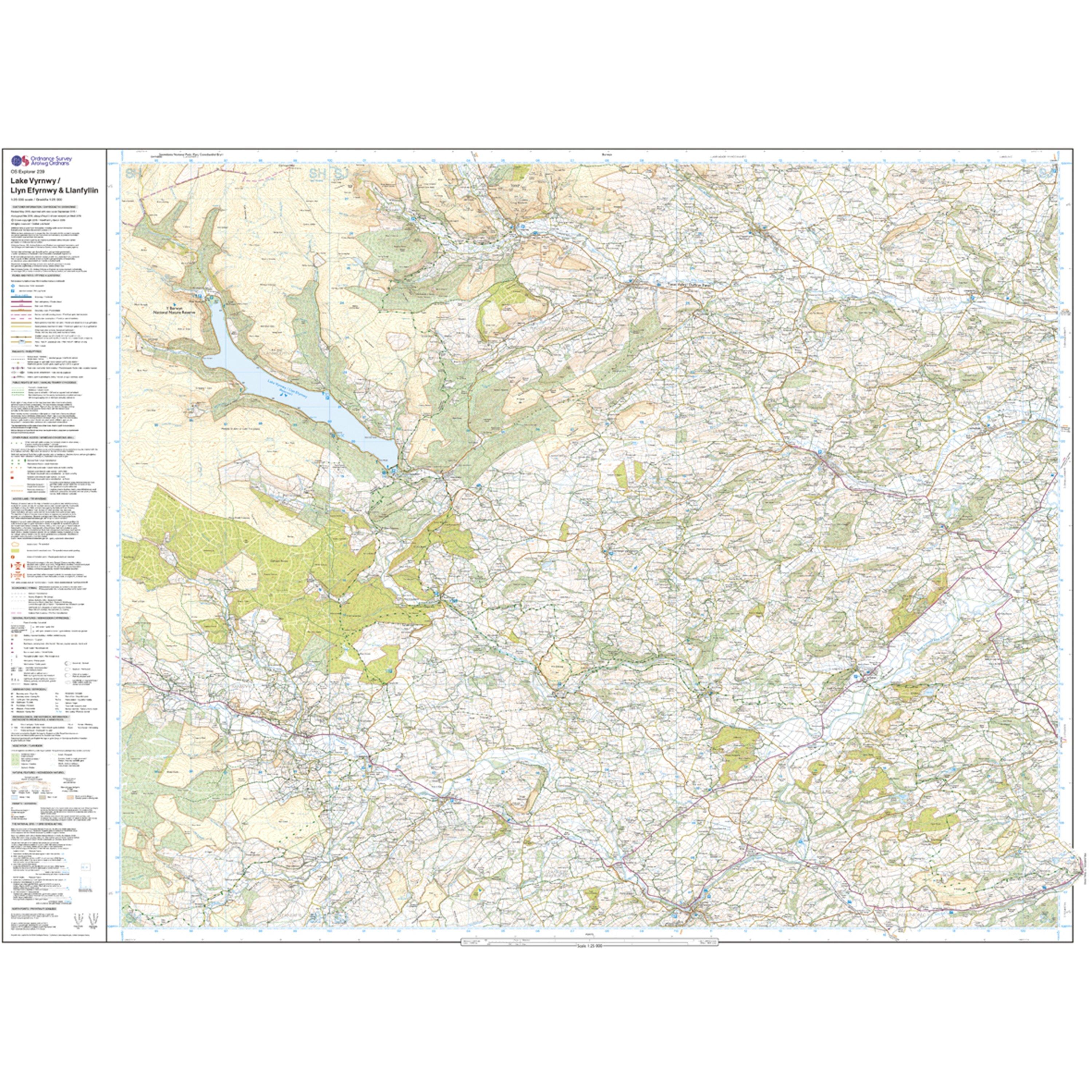 Explorer 239 Lake Vyrnwy & Llanfyllin Map With Digital Version