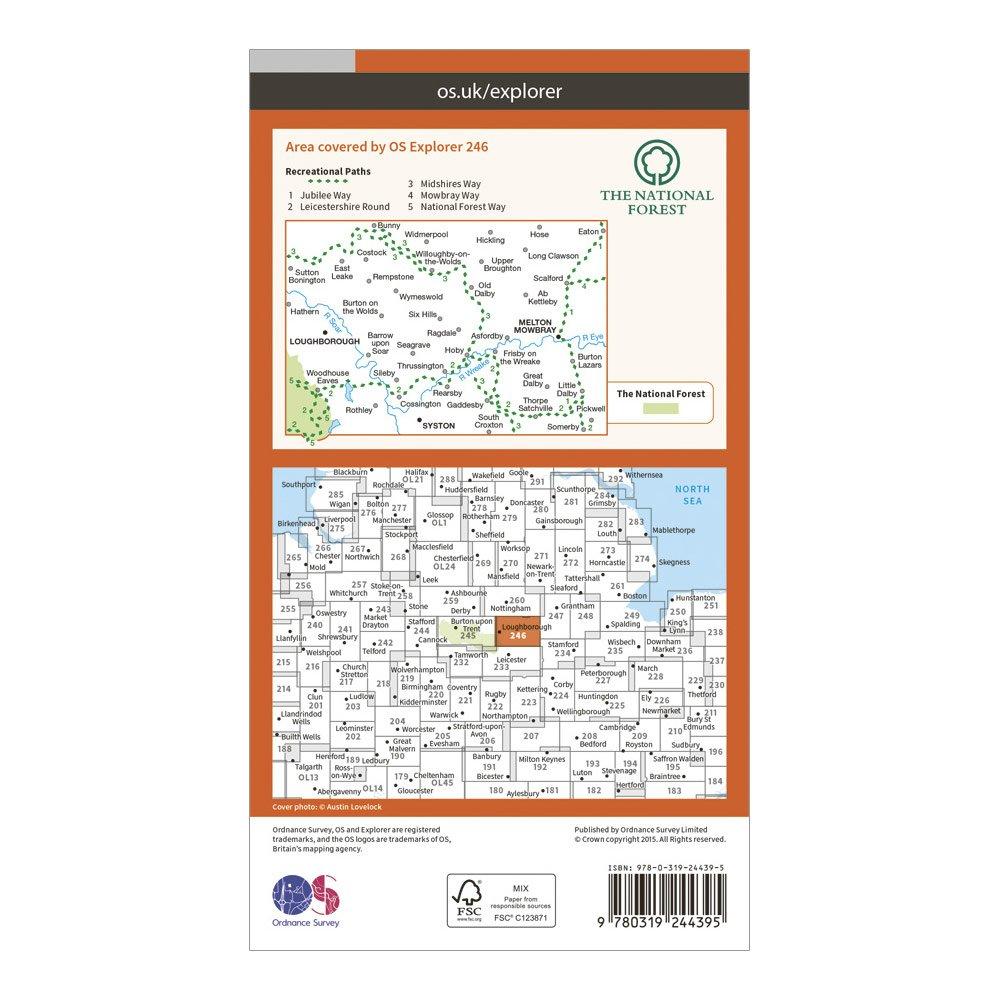 Explorer 246 Loughborough, Melton Mowbray & Syston Map With Digital Version