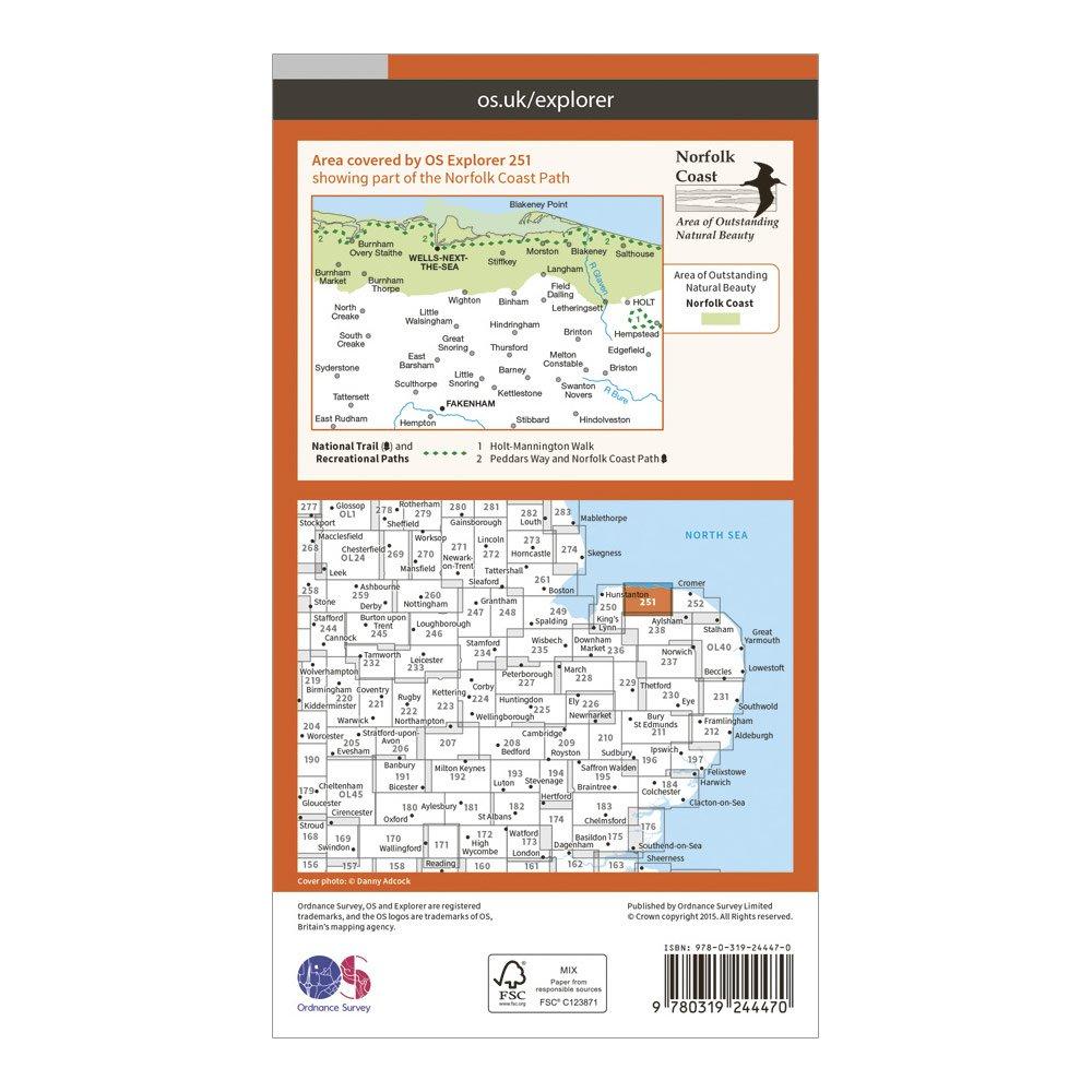 Explorer 251 Norfolk Coast Central Map With Digital Version