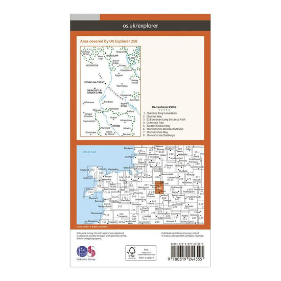 Explorer 258 Stoke-on-Trent & Newcastle-under-Lyme Map With Digital Version