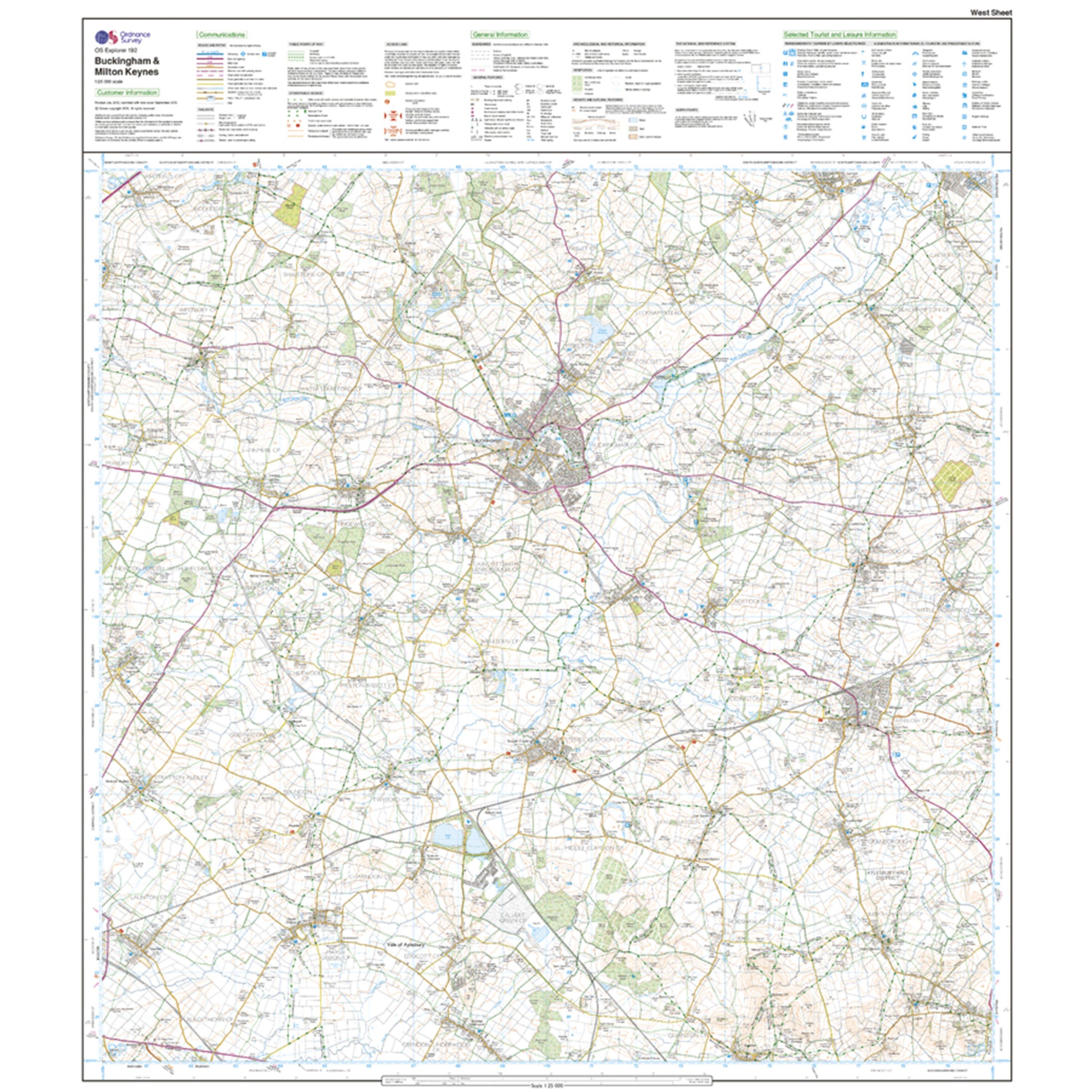 Explorer Active 192 Buckingham & Milton Keynes Map With Digital Version