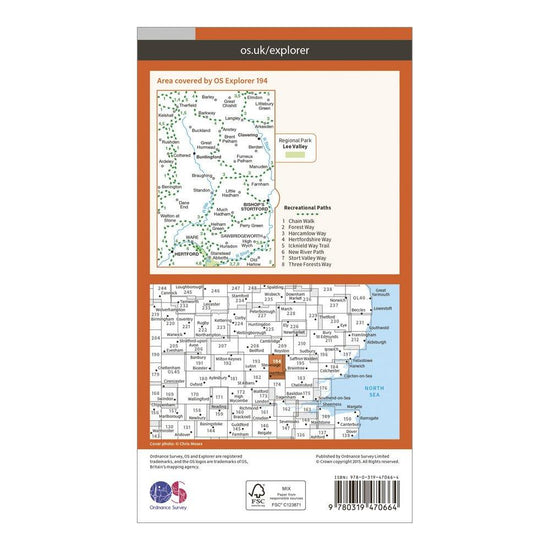 Explorer Active 194 Hertford & Bishop’s Stortford Map With Digital Version