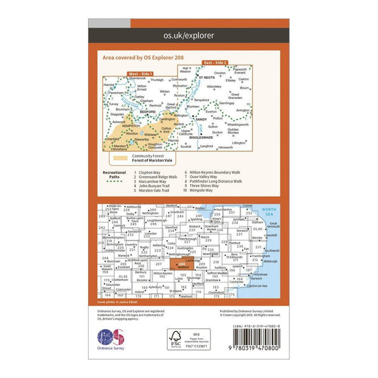 Explorer Active 208 Bedford & St Neots Map With Digital Version