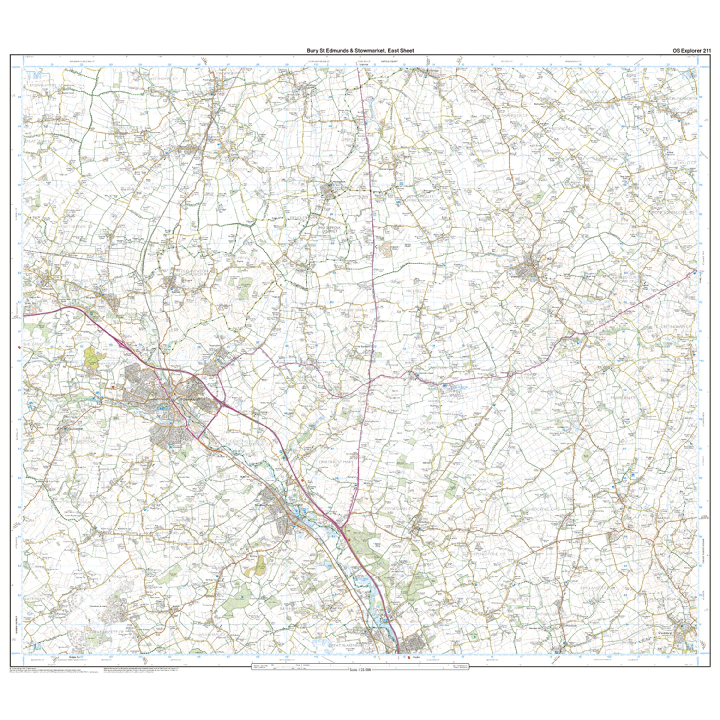 Explorer Active 211 Bury St Edmunds & Stowmarket Map With Digital Version