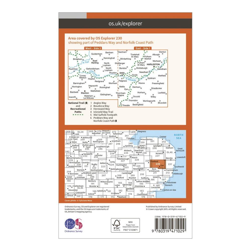 Explorer Active 230 Diss & Harleston Map With Digital Version