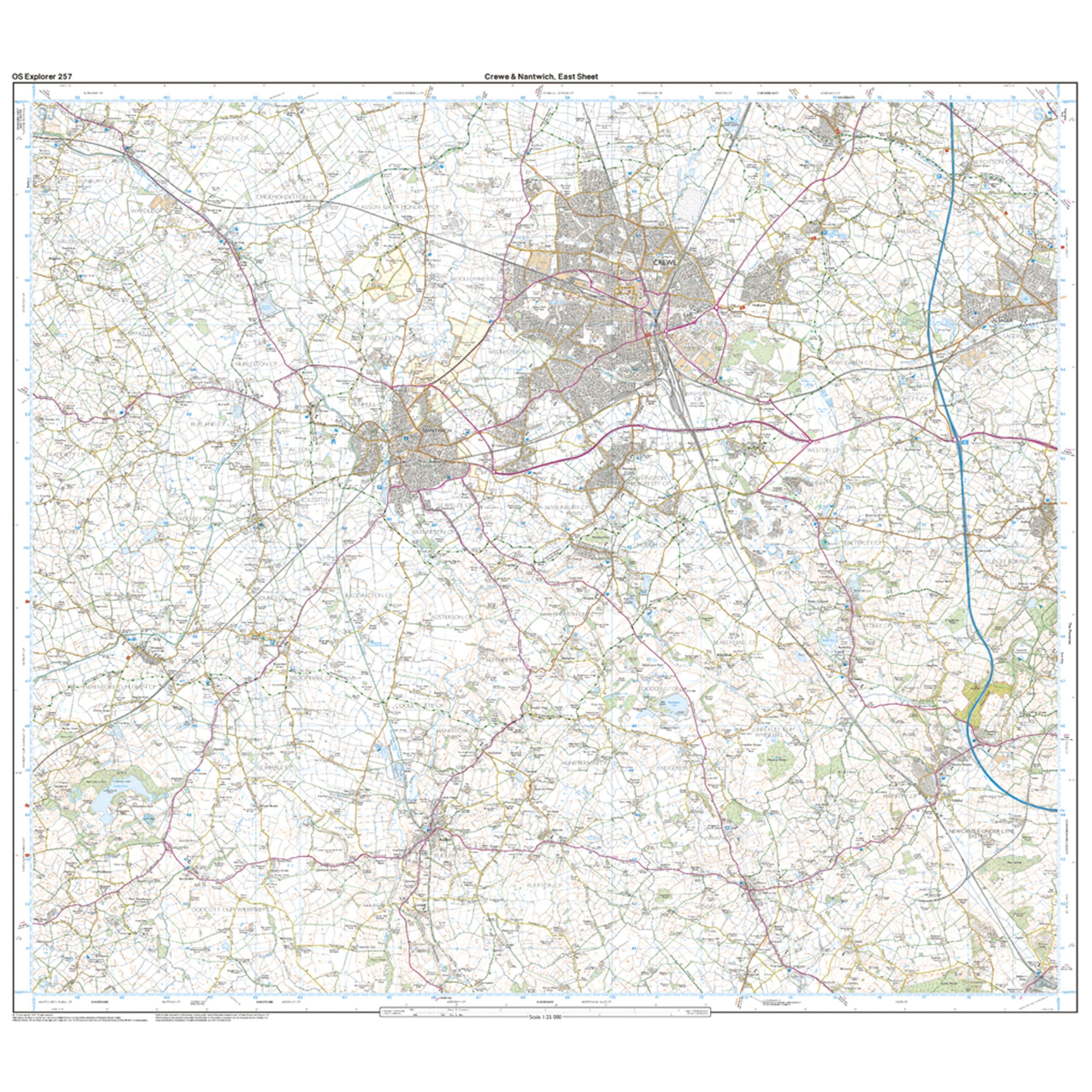 Explorer Active 257 Crewe & Nantwich Map with Digital Version