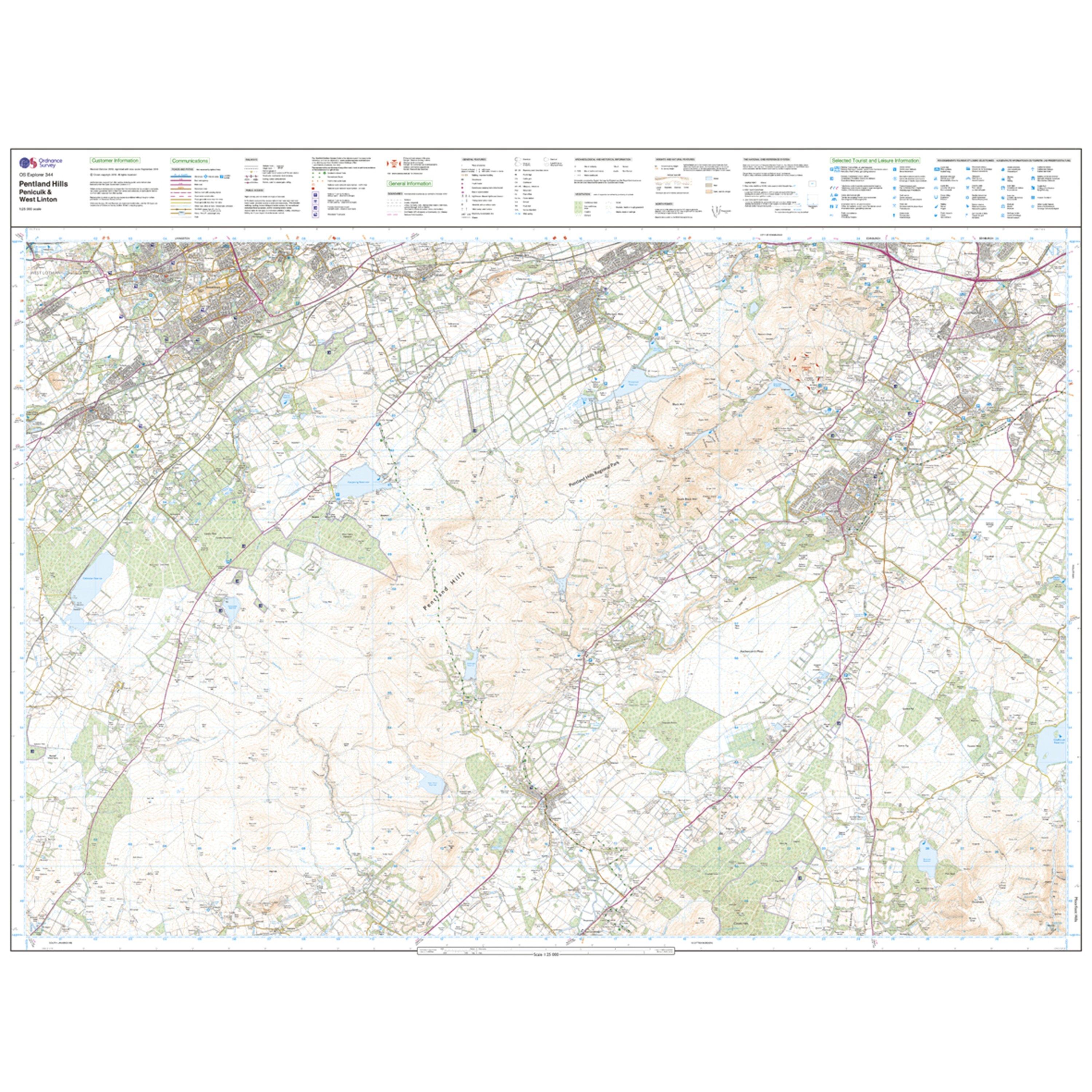 Explorer 344 Pentland Hills Map With Digital Version