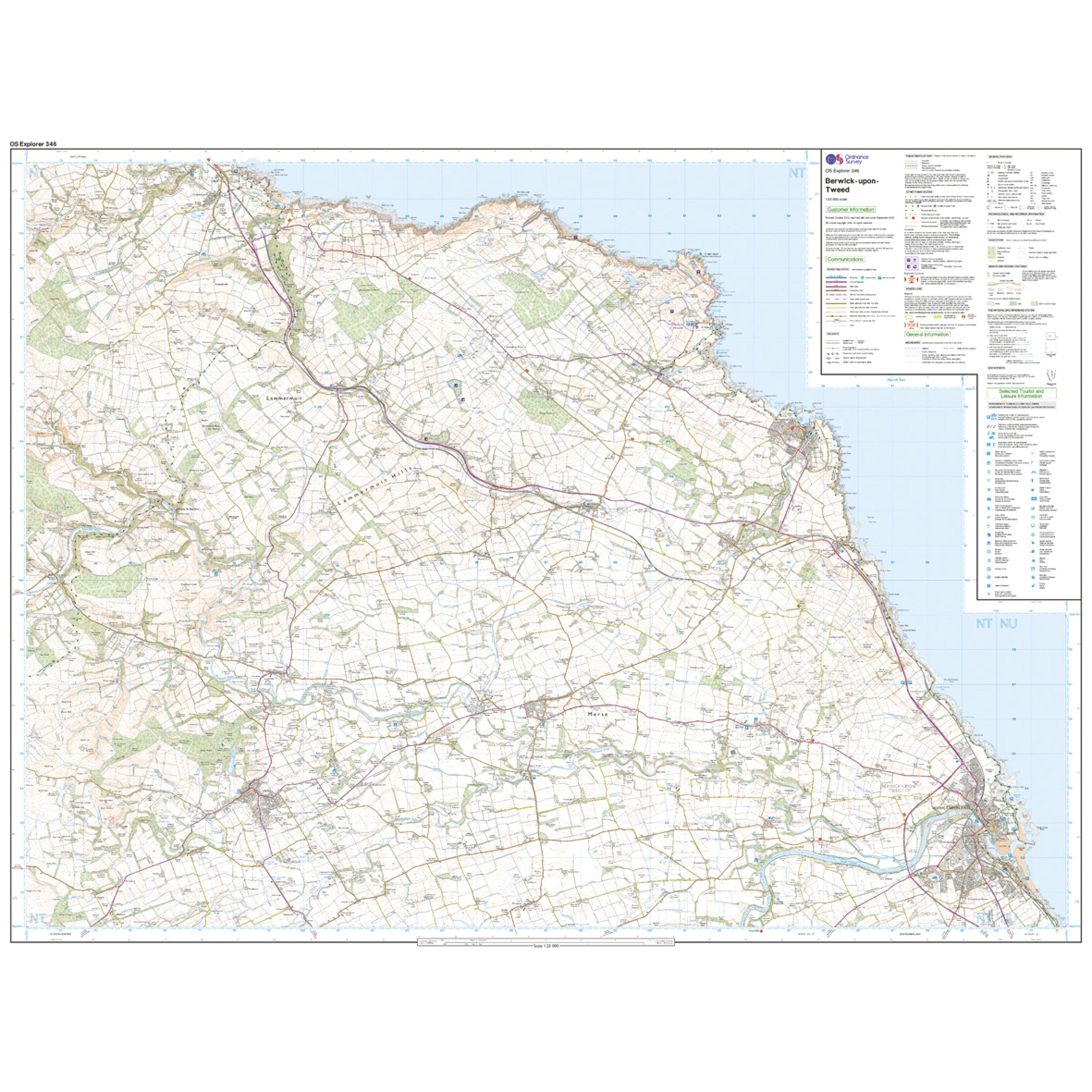 Explorer 346 Berwick-upon-Tweed Map With Digital Version