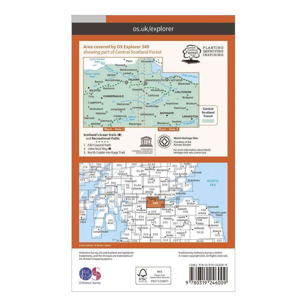Explorer 349 Falkirk, Cumbernauld & Livingston Map With Digital Version
