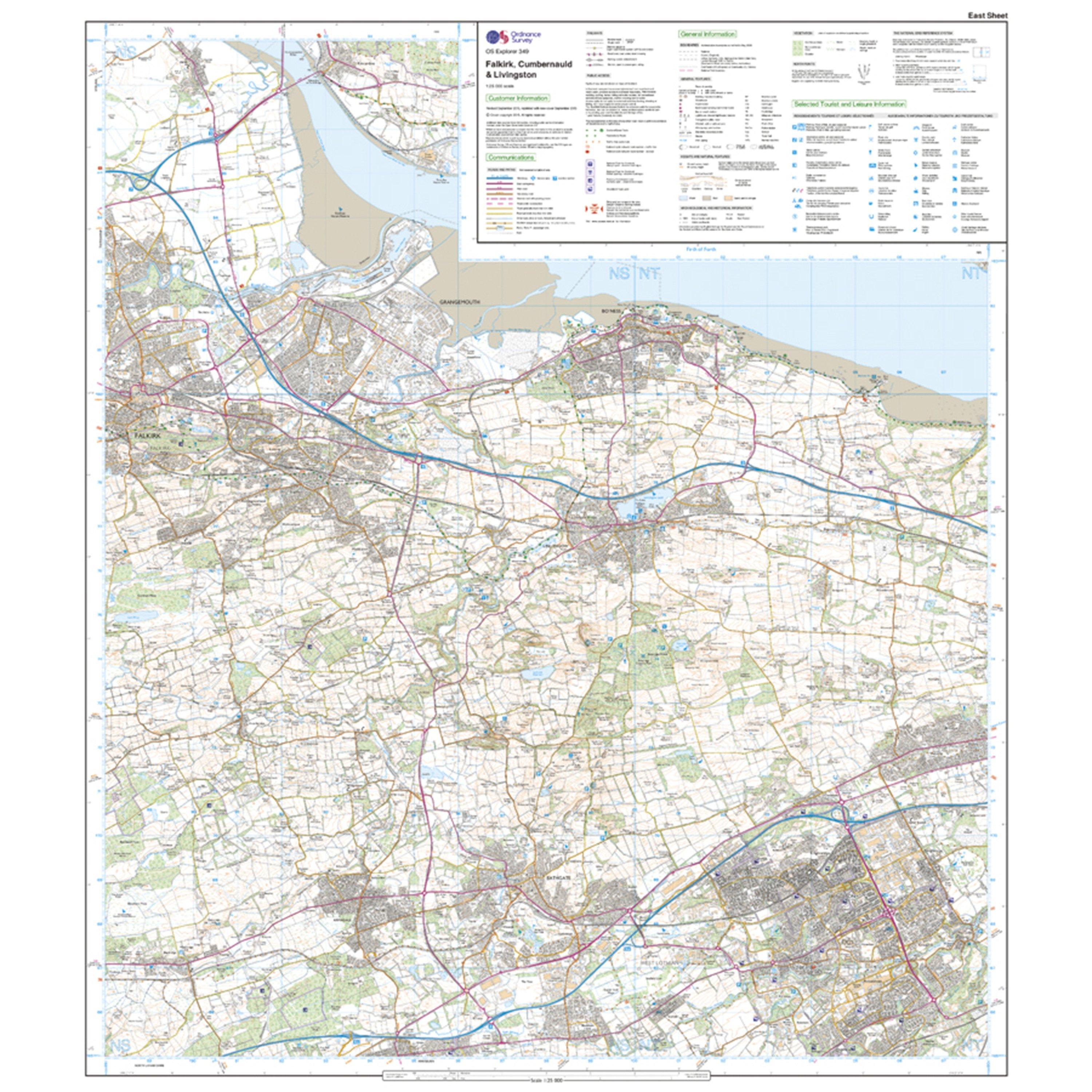 Explorer 349 Falkirk, Cumbernauld & Livingston Map With Digital Version