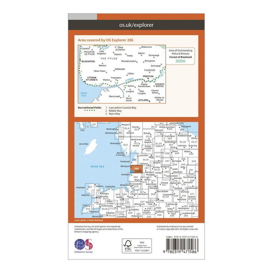 Explorer Active 286 Blackpool & Preston Map With Digital Version