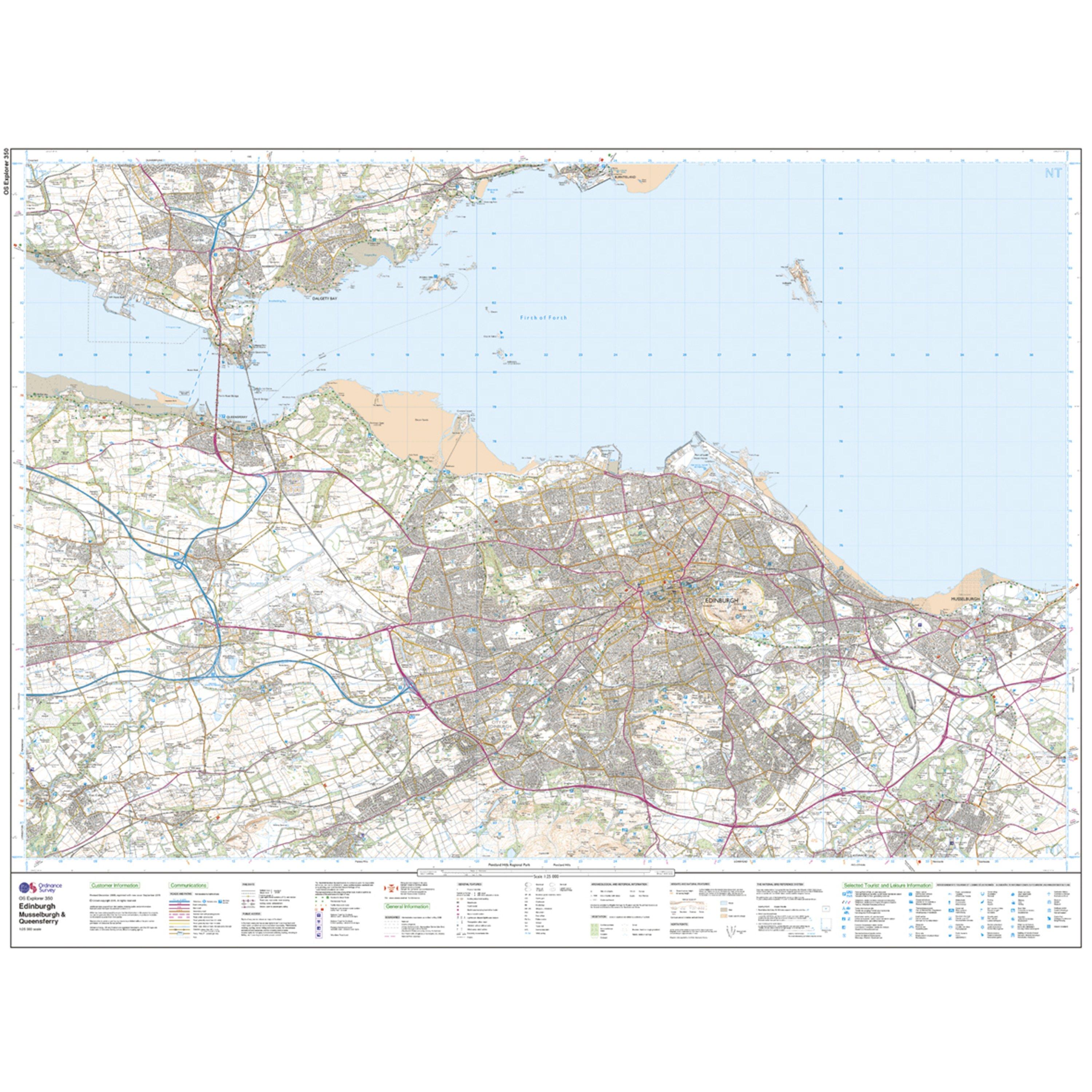 Explorer 350 Edinburgh Map With Digital Version