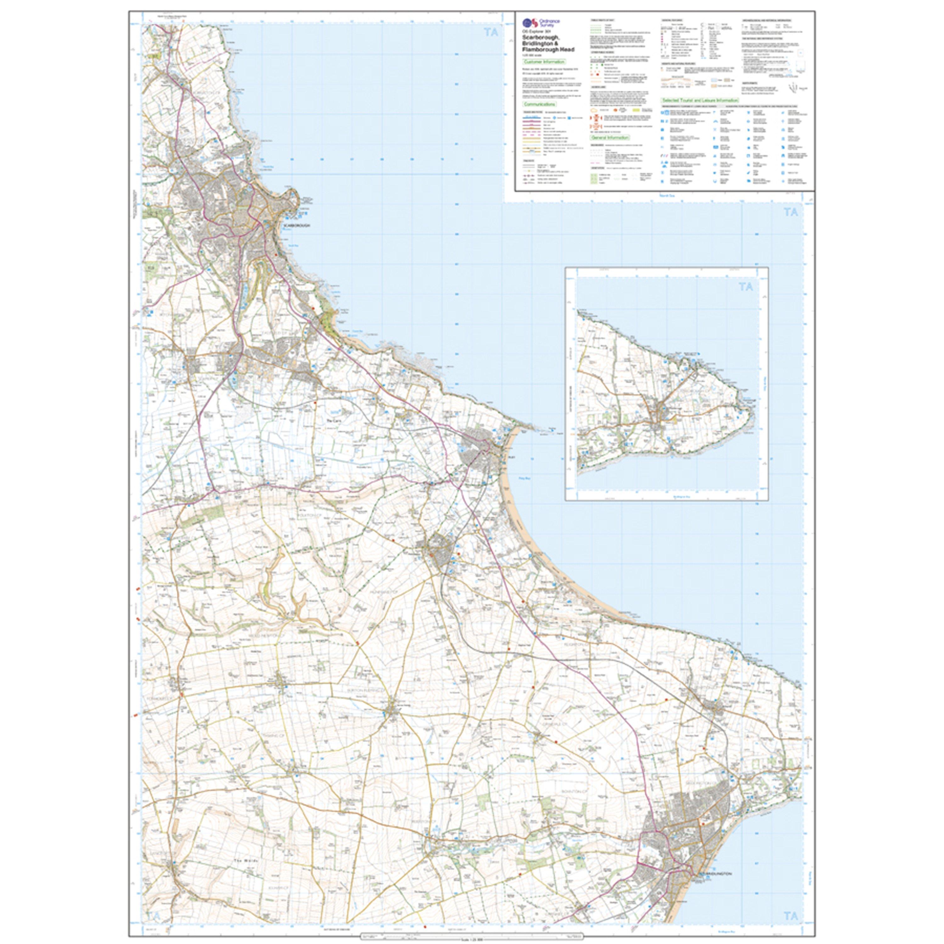 Explorer Active 301 Scarborough, Bridlington & Flamborough Head Map With Digital Version