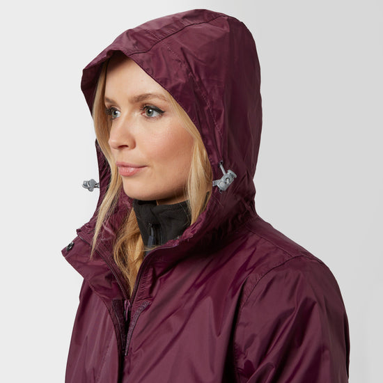 Womens Packable Hooded Jacket Plum
