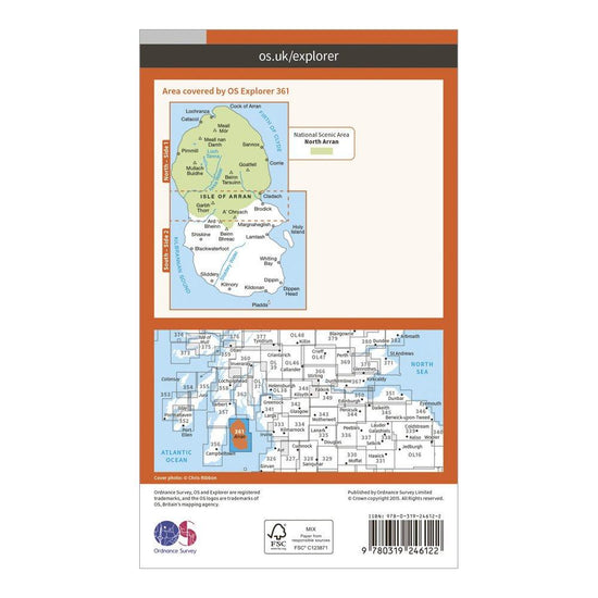 Explorer 361 Isle of Arran Map With Digital Version