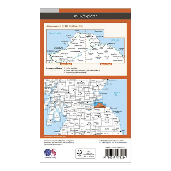 Explorer Active 351 Dunbar & North Berwick Map With Digital Version