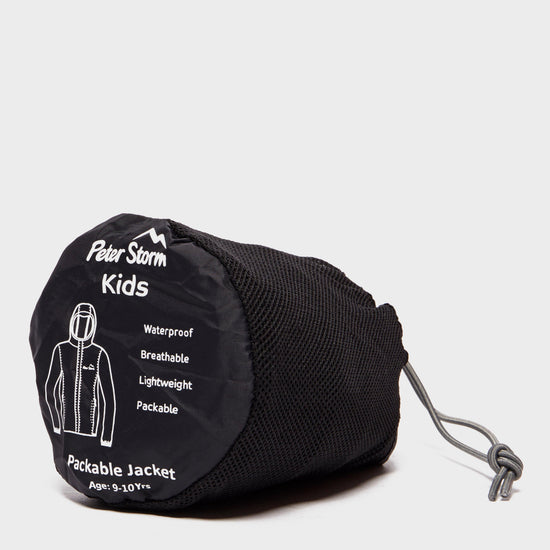 Kids Packable Waterproof Jacket Black