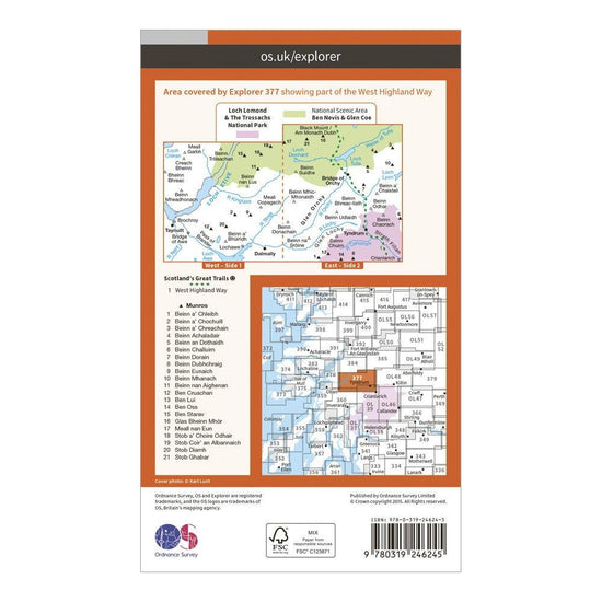Explorer 377 Loch Etive & Glen Orchy Map With Digital Version