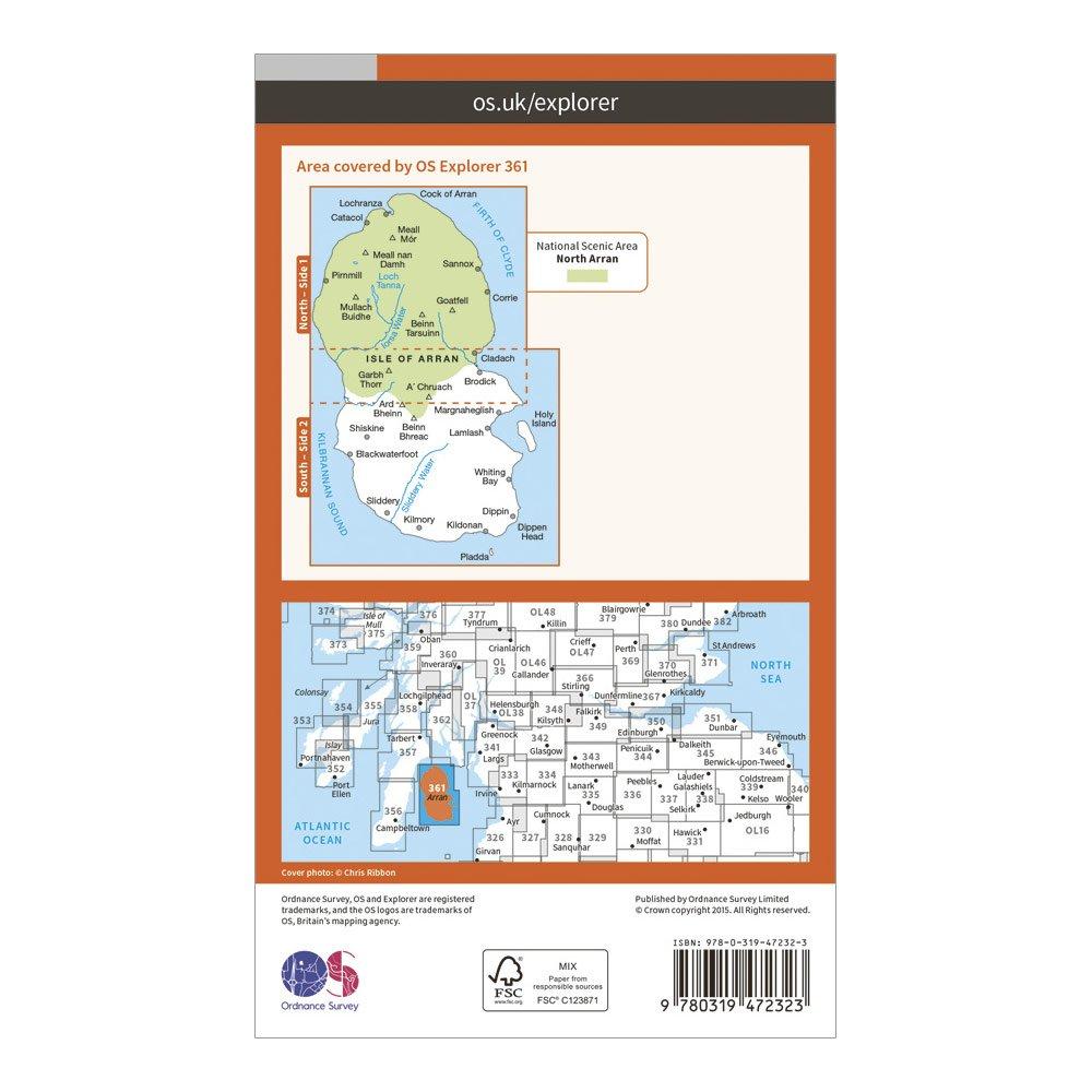 Explorer Active 361 Isle of Arran Map With Digital Version