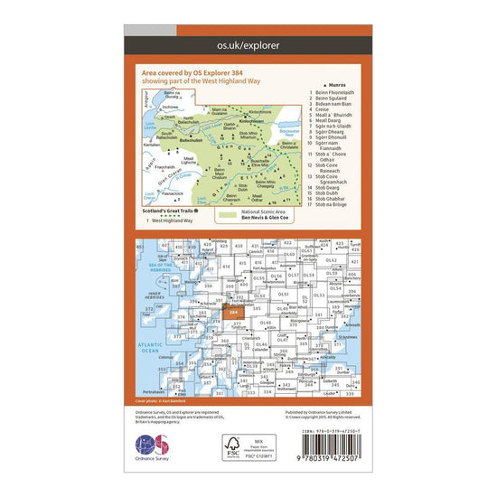 Explorer Active 384 Glen Coe & Glen Etive Map With Digital Version