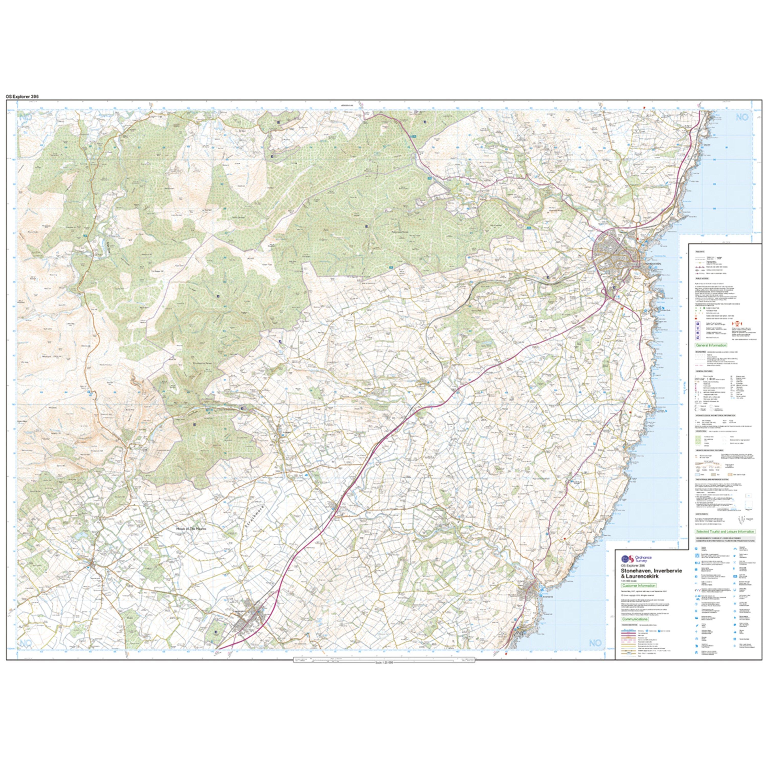 Explorer 396 Stonehaven, Inverbervie & Laurencekirk Map With Digital Version