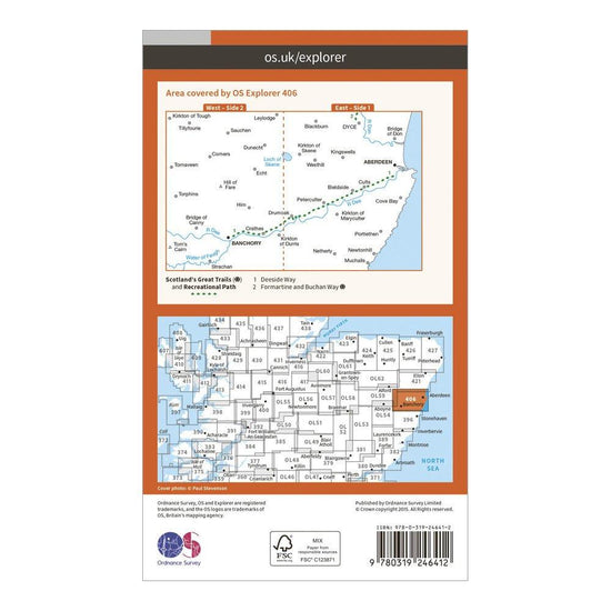 Explorer 406 Aberdeen & Banchory Map With Digital Version