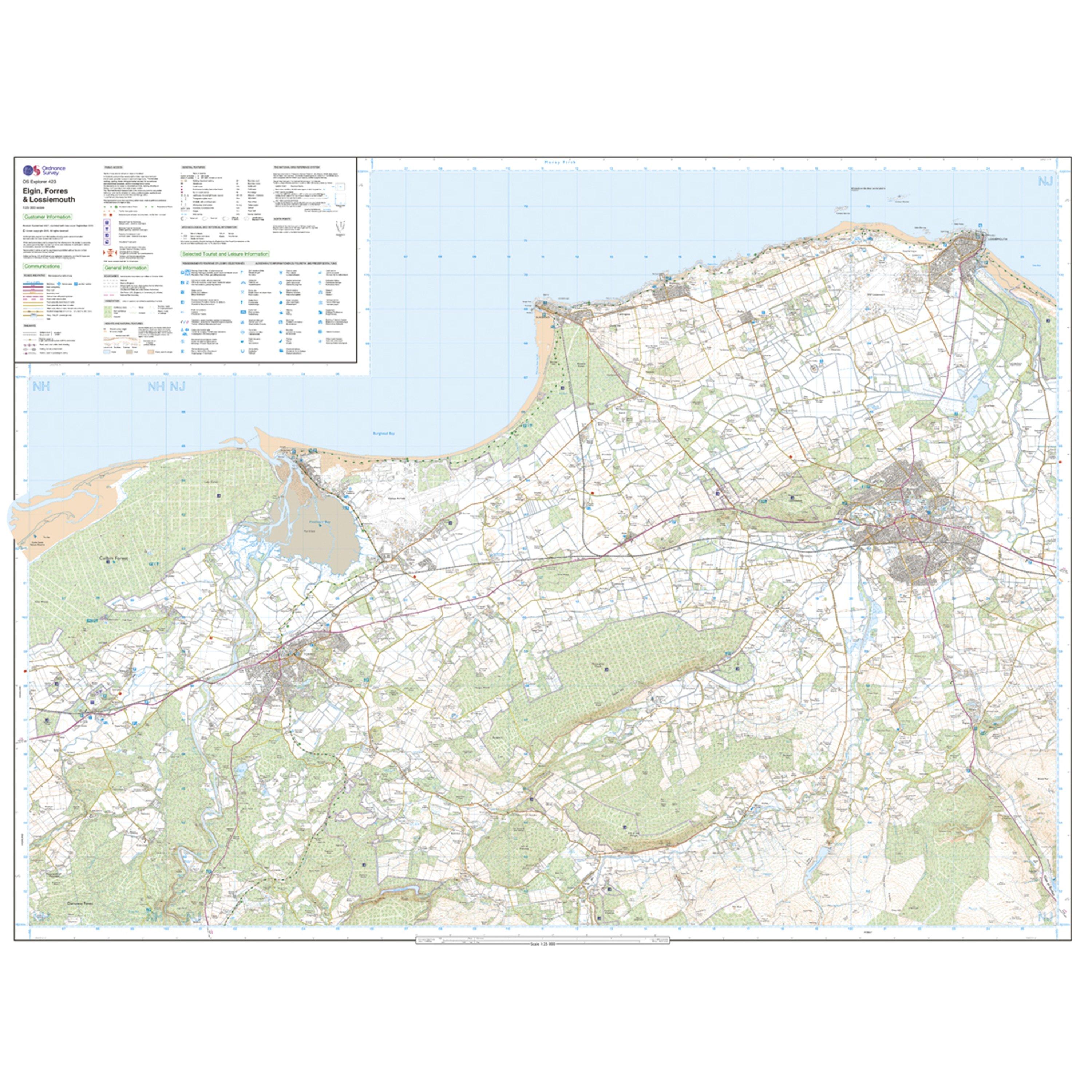 Explorer 423 Elgin, Forres & Lossiemouth Map With Digital Version