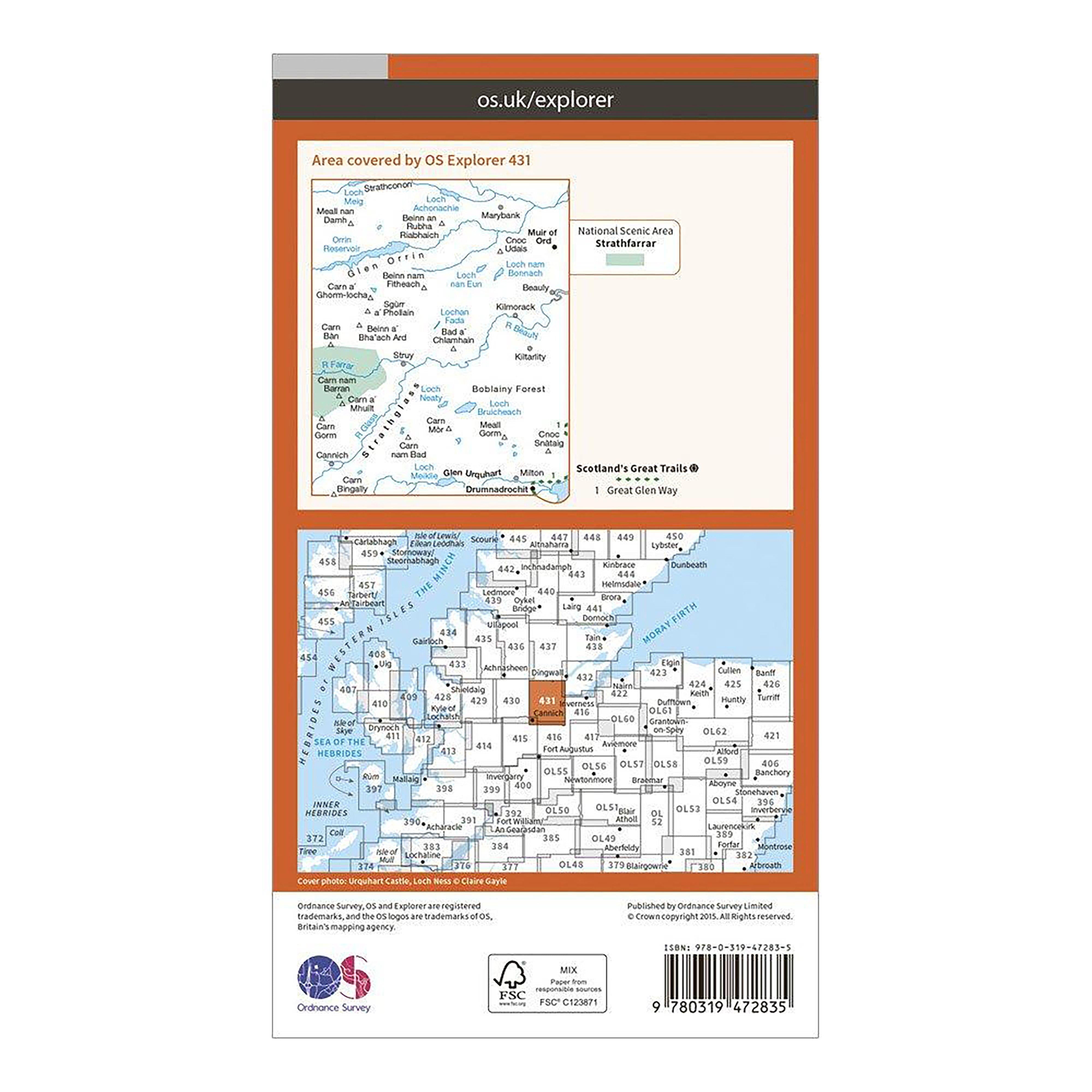 Explorer Active 431 Glen Urquhart & Strathglass Map With Digital Version