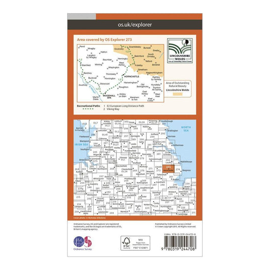 Explorer 273 Lincolnshire Wolds South Map With Digital Version