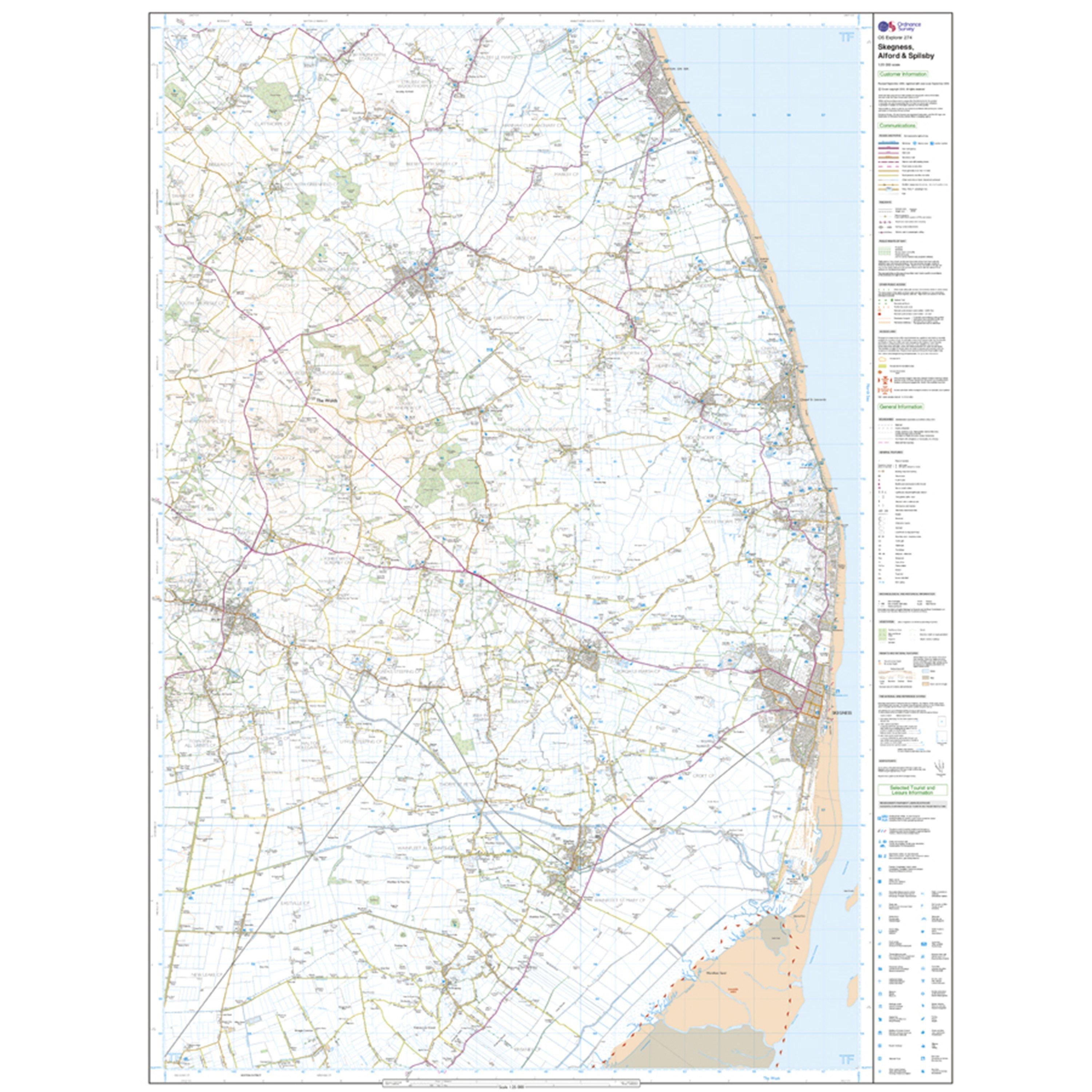 Explorer 274 Skegness, Alford & Spilsby Map With Digital Version